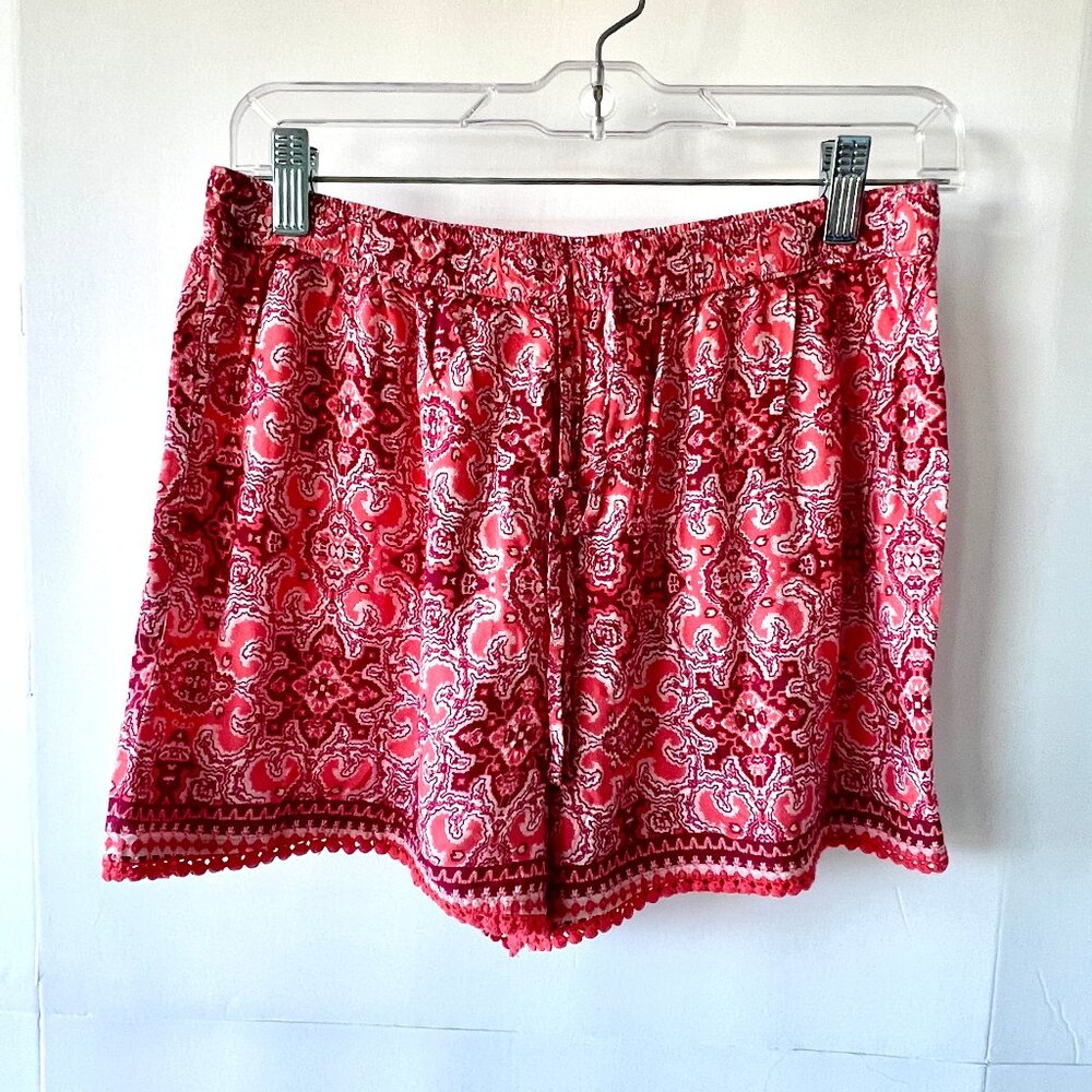 Hollister Pink Pull-on Draw String Shorts, Crochet Hem, RN 75654, Size M, EC!